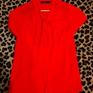 The Limited red tie blouse